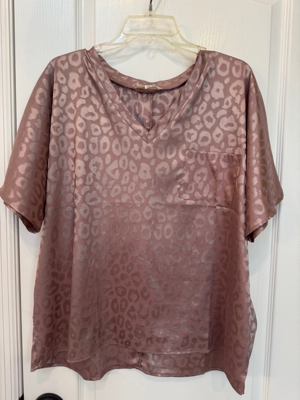 Silky Mauve Leopard V-Neck Top